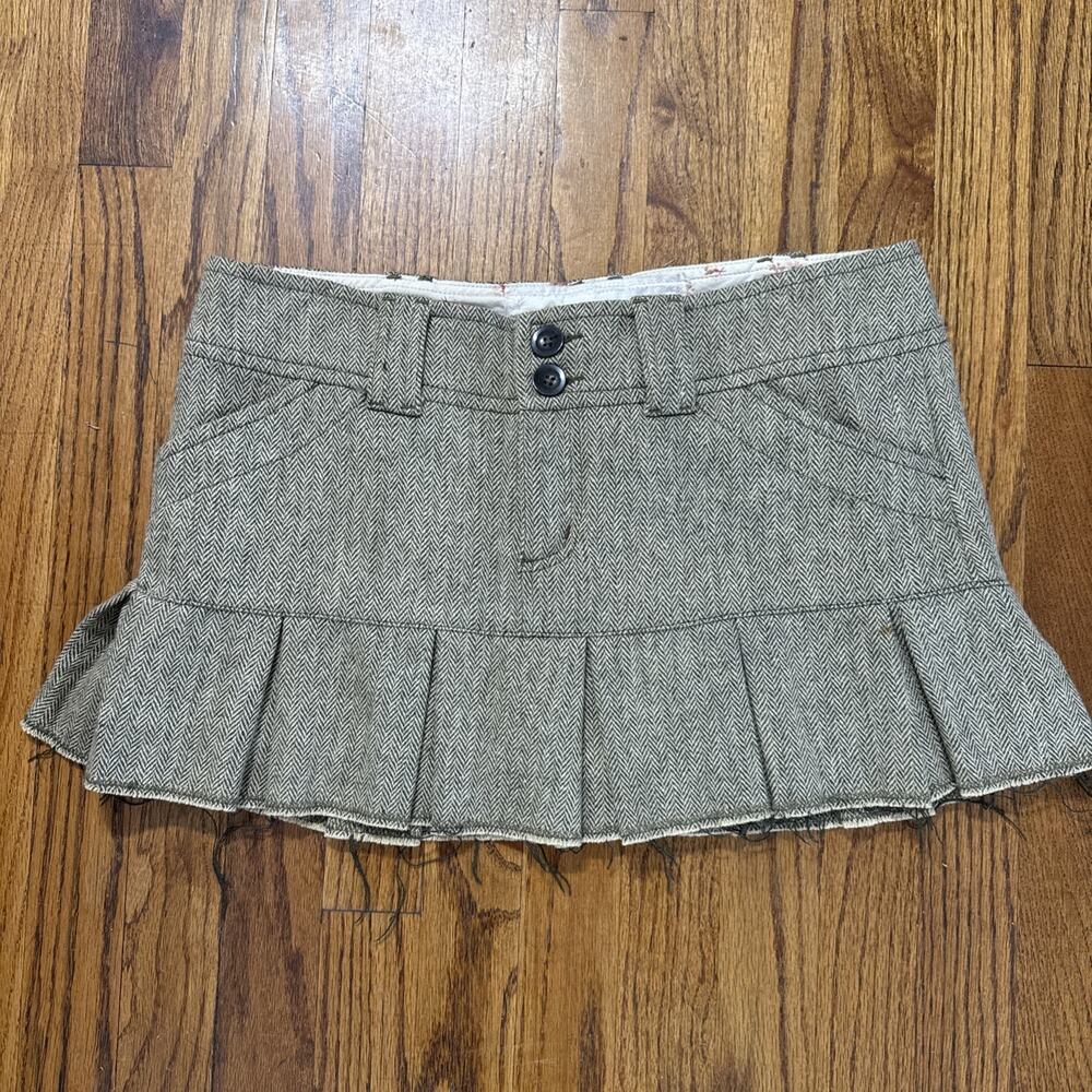 Vintage Abercrombie & Fitch Mini Skirt Size 8 Pleated Tweed Low Rise Preppy C18